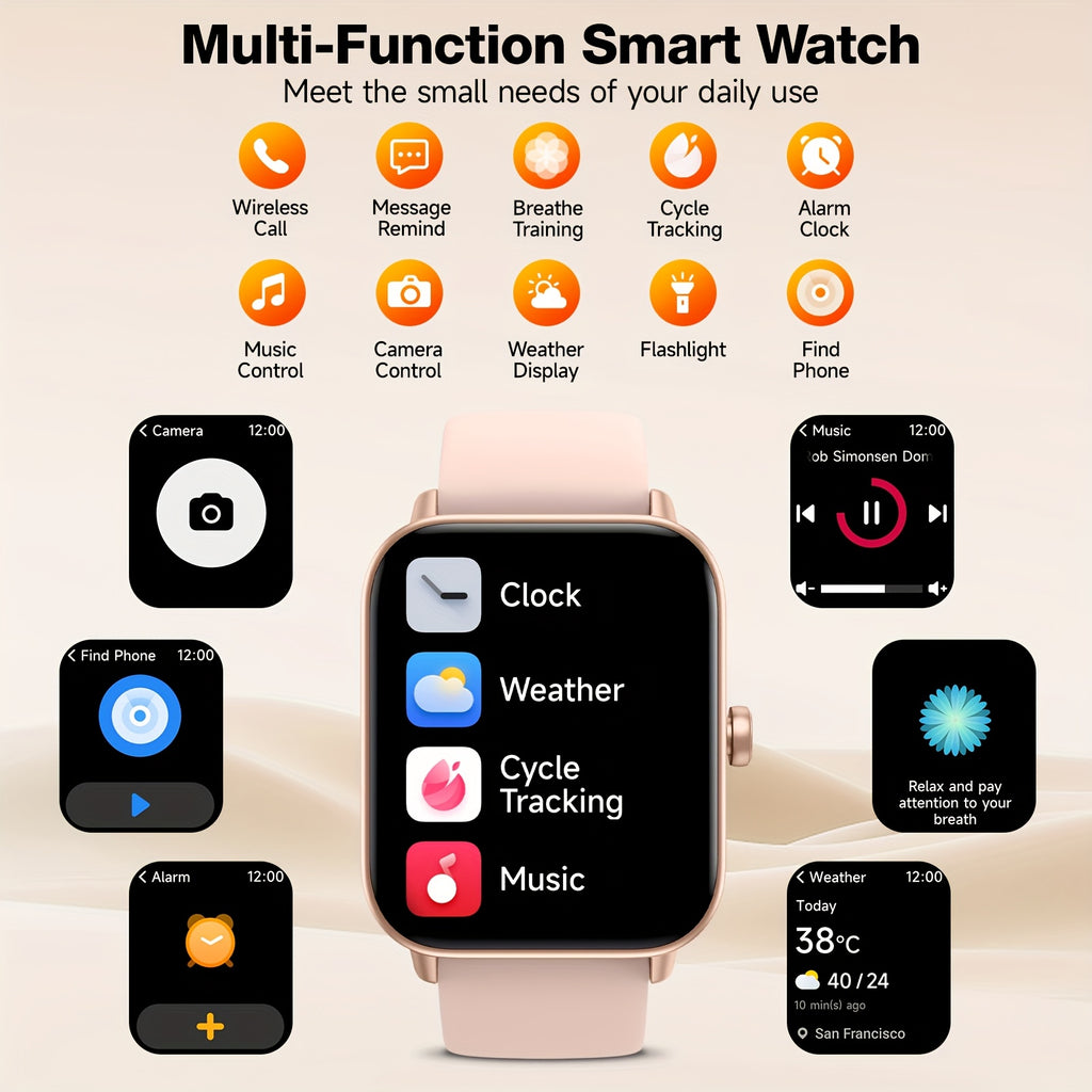 Sports Tracking Smartwatch by FAWEIO for Men and Women, 1.8-Inch Display with Call Answering and Making, 100+ Sports Modes and Pedometer for iPhone and Android