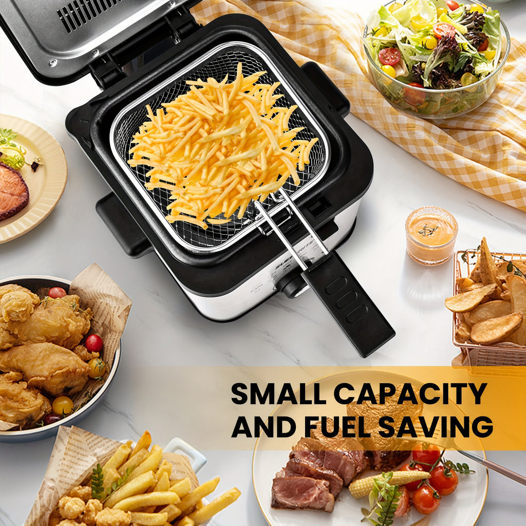 SUSTEAS Household Deep Fryer, 1500W with Adjustable Temperature Control, Nonstick Inner Pot and Frying Basket, 1.5L to 6L Kitchen Capacity Options