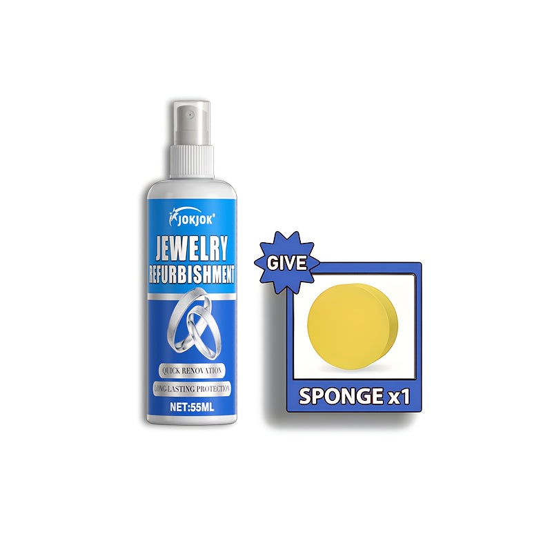 Jewelry Polish with Sponge, Listed 1.86oz Surface Brightening Formula for Compatible Metal Bracelets and Necklaces, At-Home Jewelry Care Accessory