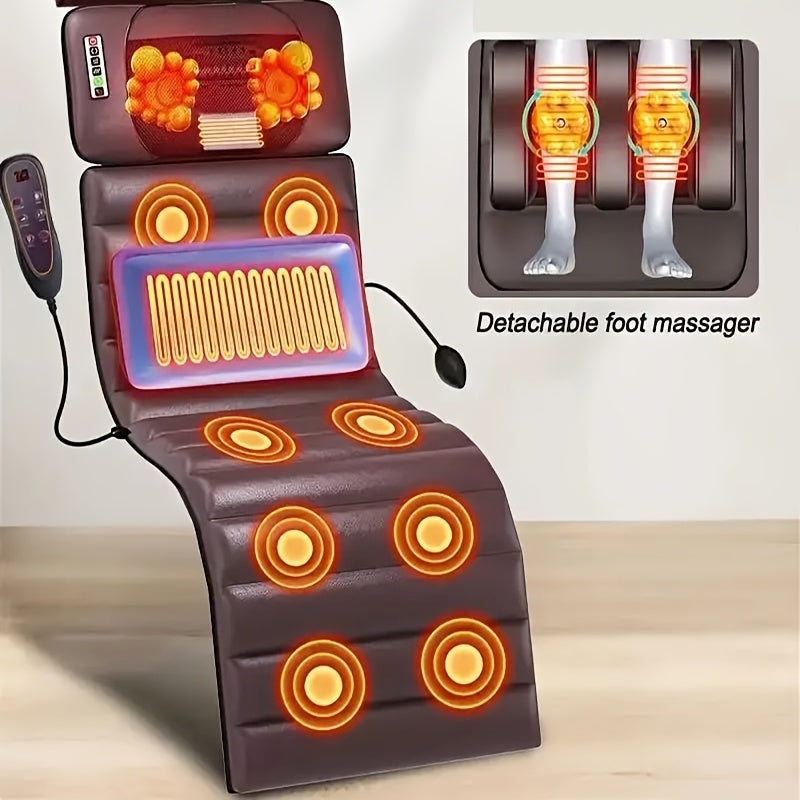 Full Body Heated Massager Set with PU Material, Massage Headrest, Lumbar Pillow and Timer, Optional Leg Massager for Home and Office Relaxation