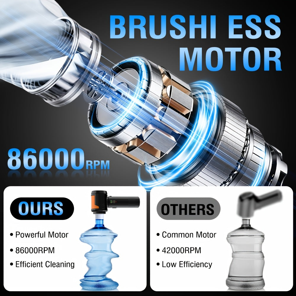 Car Vacuum and Air Duster with Cordless Handheld Design, Listed High and Low Modes, LED Light and Multi-Nozzle Attachments in Upgraded 23000PA Option for Interior Cleanup