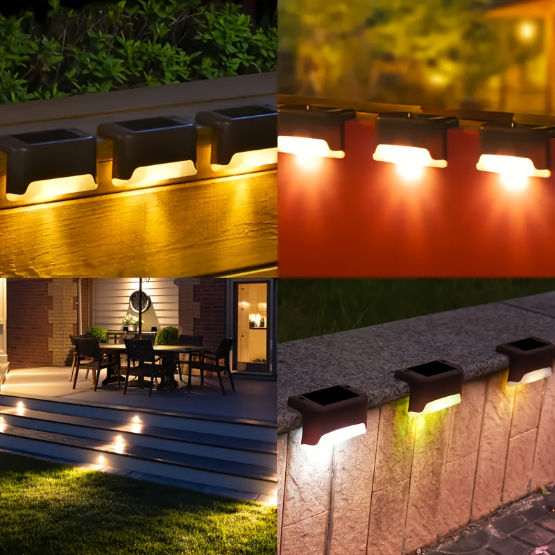 Solar Deck Accent Lights with Automatic Dusk-to-Dawn Switching, 16 or 32 Piece LED Packs in Black, White or Brown for Outdoor Steps, Fences and Patios