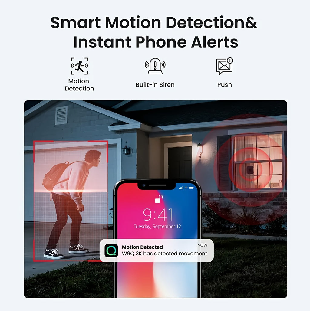 Indoor Window Security Camera with Listed 6MP Imaging, 2.4GHz and 5GHz WiFi, Full-Color Night Vision and Motion or Human Detection, One- or Two-Piece Options