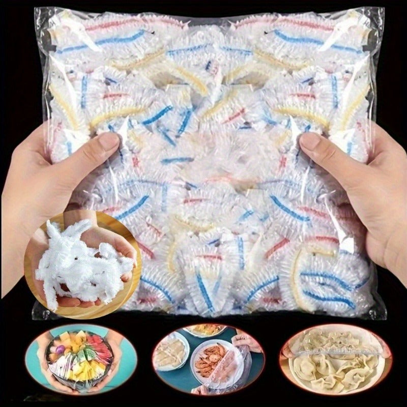 Elastic Bowl and Plate Covers, Stretchable Plastic Cover Packs of 51, 102 or 203 Pieces in Clear or Colorful Options for Home Kitchens and Picnic Dishes