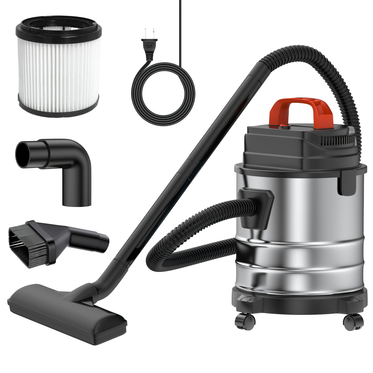 Bucket Wet Dry Vacuum Cleaner for Home and Car Cleanup, 5.28-Gallon and Upgraded 6.6-Gallon Model Options with Optional Accessory Bundles