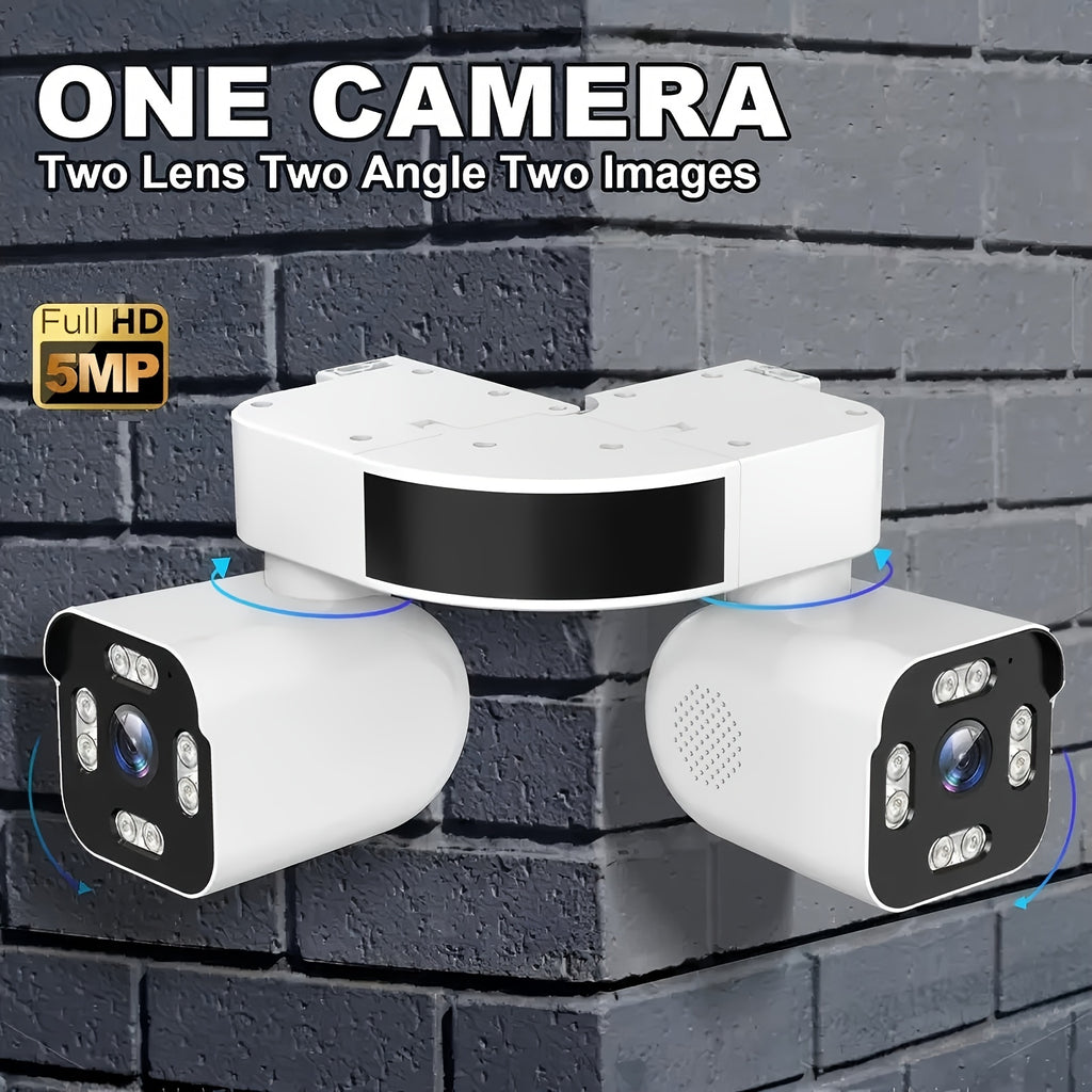 10X Zoom Security Camera with 5MP Dual Lenses, 355° PTZ, 2.4GHz WiFi, Color Night Vision, Two-Way Audio and Motion Tracking for Outdoor Home Monitoring