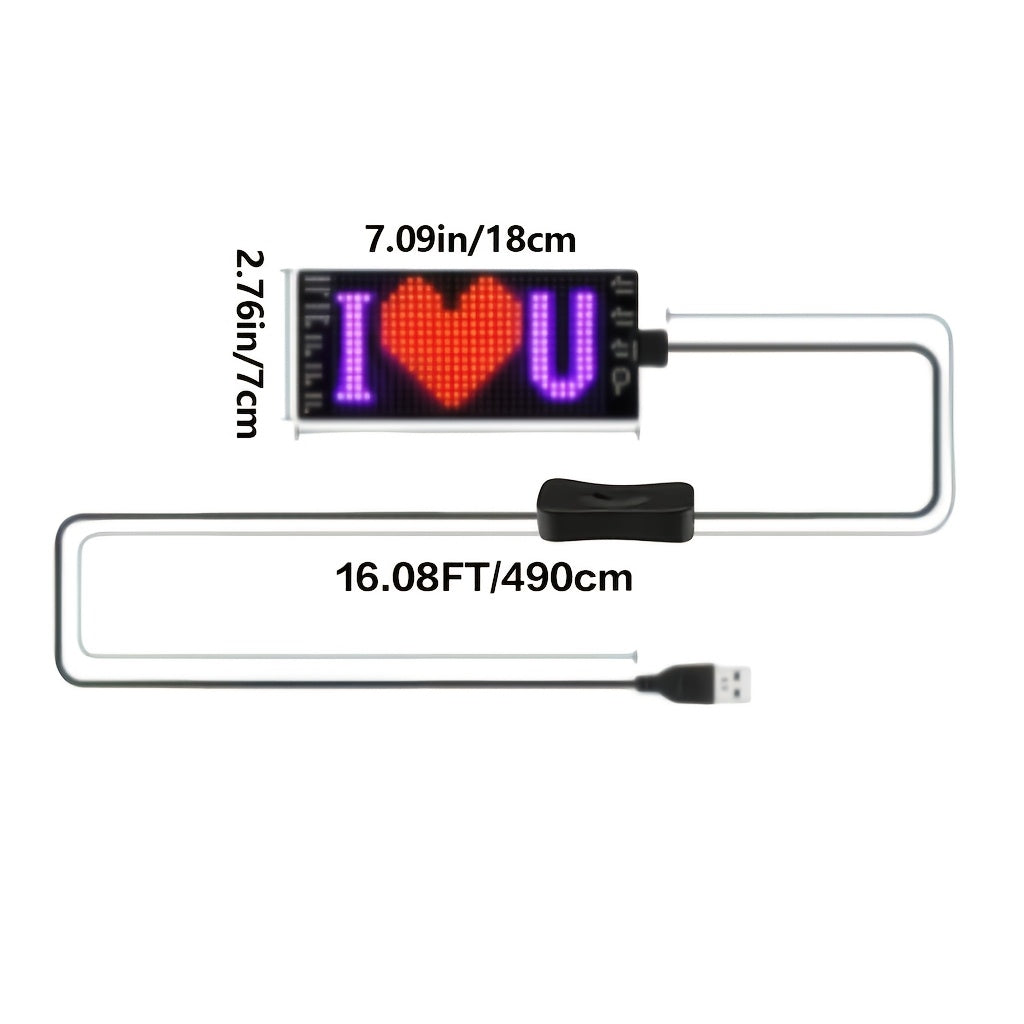 Flexible Programmable LED Sign Panel, 5V USB-Powered Matrix Display with Bluetooth App Control for Custom Text, Patterns and Animations in Stores and Events
