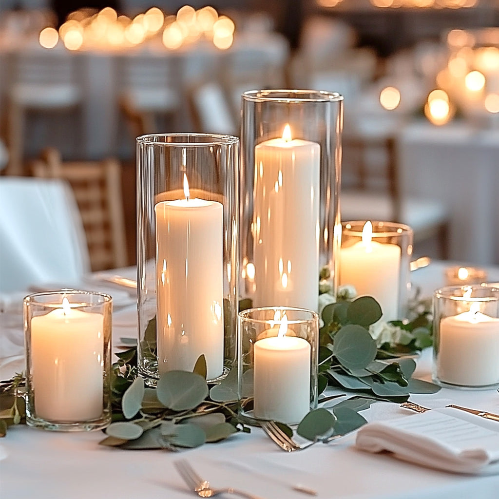 Glass Cylinder Vase Set, 15 Clear Round Vases in Five Heights from 4 to 11.8 Inches for Layered Wedding Centerpieces, Flower Arrangements and Home Table Decor