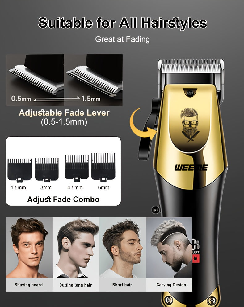 WEEME Hair Clipper and Beard Trimmer Set with USB-Rechargeable Wording, Battery Level Indicator and Comb Attachments, 810B2306C Option for Men's Home Grooming
