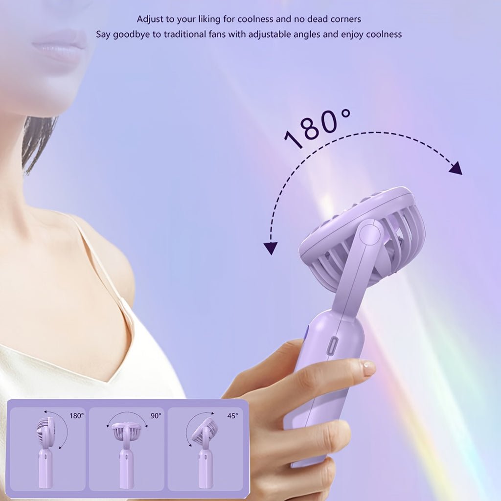 Rechargeable Handheld Fan 3-Pack in Pink, Purple and Black with Three Speeds, USB-C Charging and Listed 180-Degree Adjustment for Travel and Summer Outings