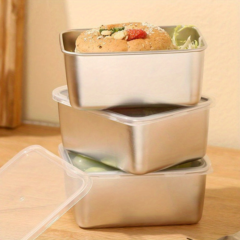 Square Stainless Steel Food Storage Containers with Lids, Listed 6-Piece Reusable Kitchen Set for Refrigerator Sorting, Packed Lunches and Picnic Meal Planning
