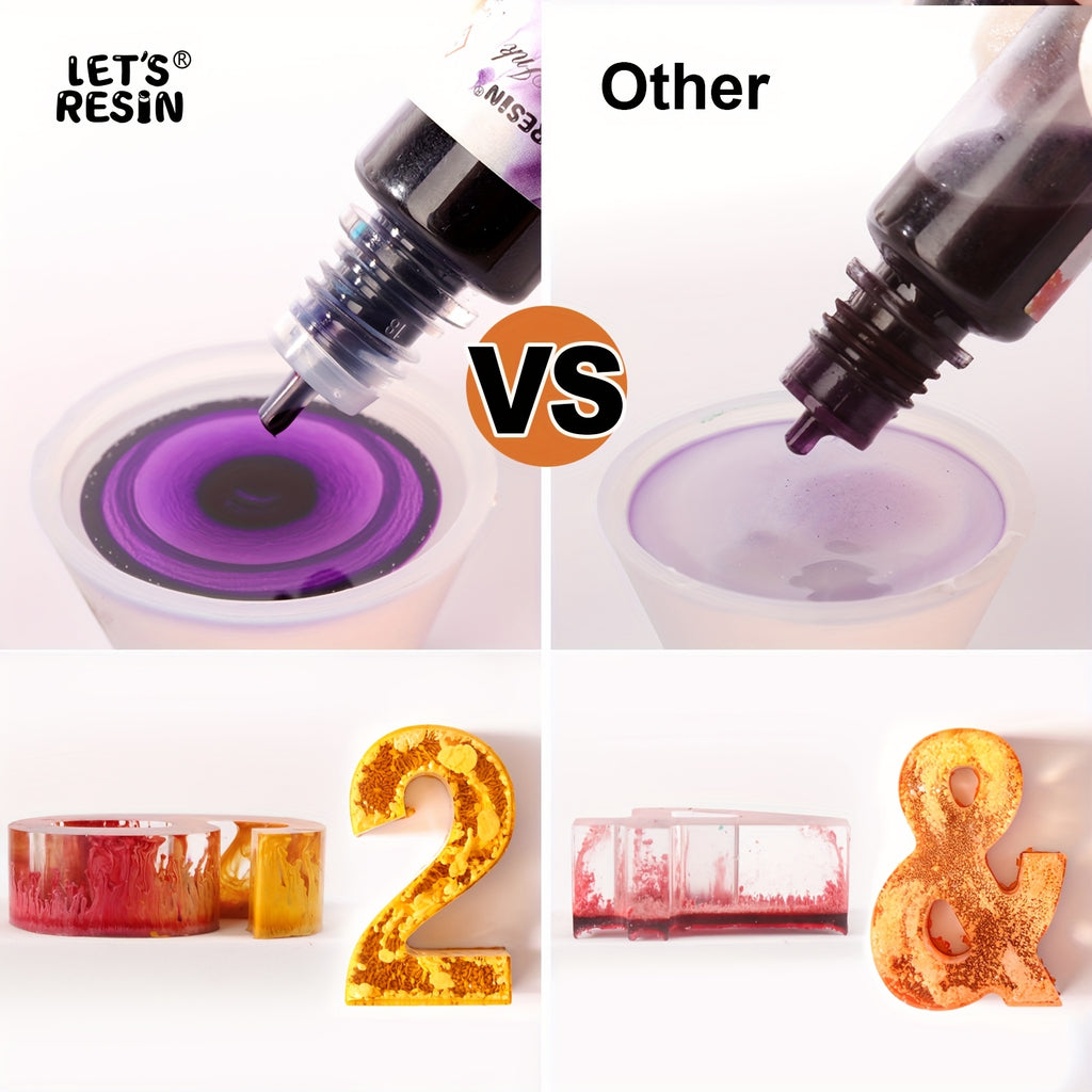 Alcohol Ink Set by LET'S RESIN, 26 Mixed Color Bottles at 10ml Each Including Two Whites for Compatible Resin Jewelry, Petri Dish Art and Decorative Tumbler Projects