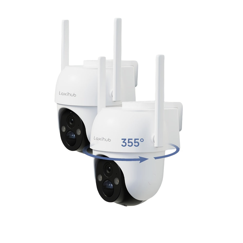 Laxihub GO2T Security Camera with 3MP 1296P Video, 2.4GHz WiFi, Pan-Tilt View, Color Night Vision and Two-Way Audio, Camera or Solar Panel Package Options