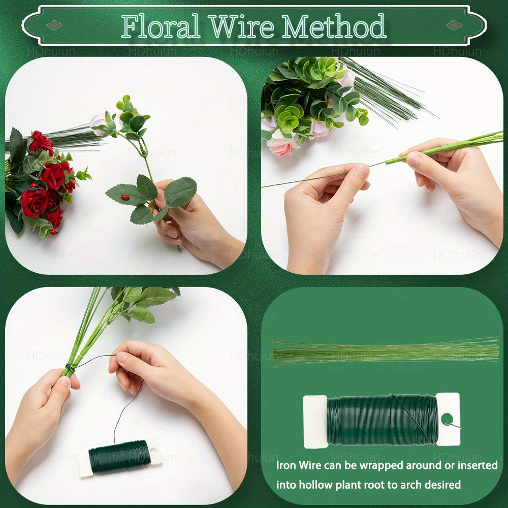 Floral Arrangement Tool Kit, Listed 105-Piece Set with Green Tape, Wire, Boutonniere Flower Pin and Wire Cutter for Adult DIY Wreath and Flower Crafts