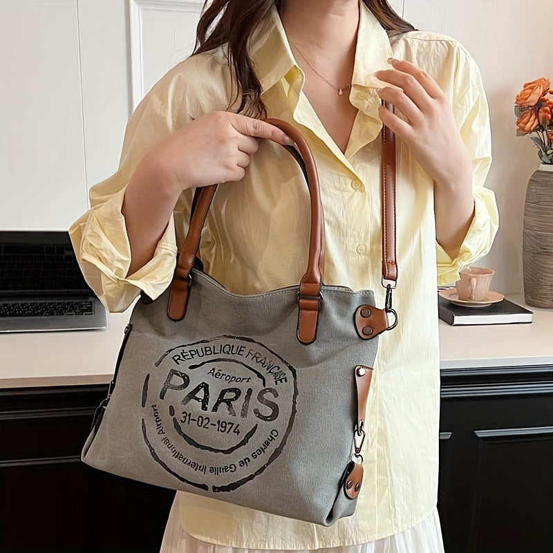 Tote Crossbody Shoulder Bag with Adjustable Strap, Brown with Black or Gray with Black Options for Everyday Errands, Commuting and Casual Outfit Styling