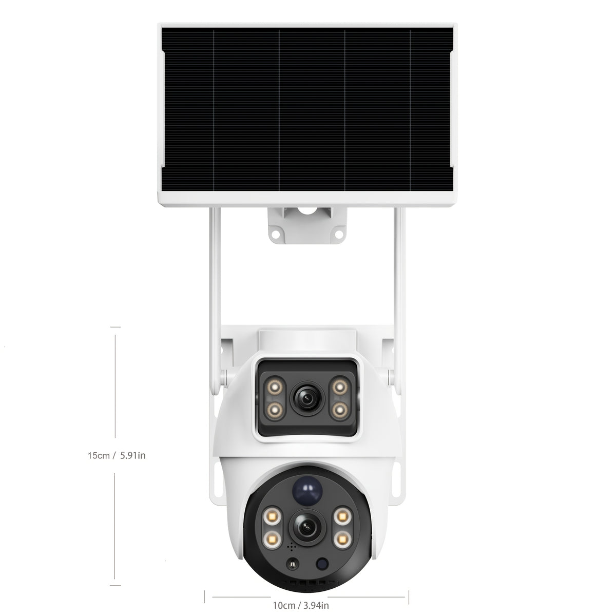 Dual-Lens Cellular Solar Security Camera, US-Only 4G LTE Outdoor Monitor with Solar Panel, Pan Tilt, Color Night Vision and Two-Way Audio, No WiFi
