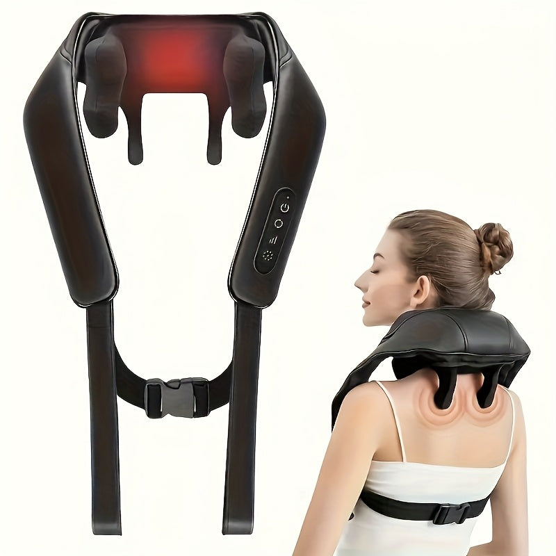8D Kneading Neck and Shoulder Massager with Wireless Electric Massage Pillow Design, Black or Beige Color Options for Adult Home Relaxation
