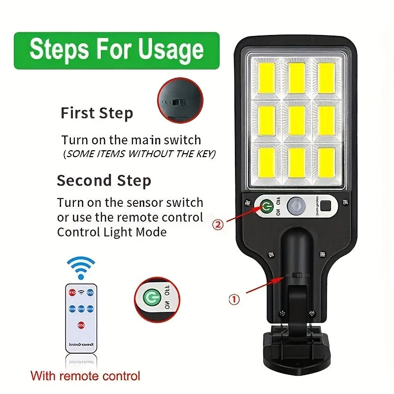 108COB Solar Motion Sensor Wall Lights, Six-Pack Outdoor Lighting with Three Listed Modes, IPX4 Rating and 2000mAh Battery Description for Garden and Stairs