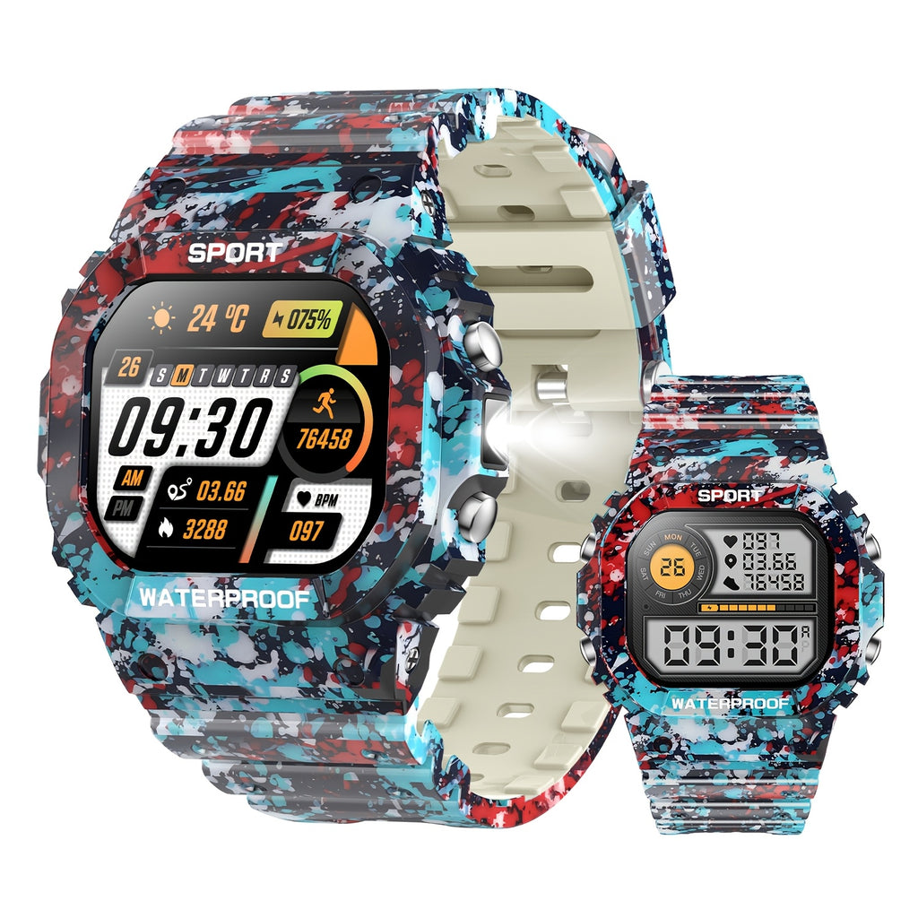 1.32-Inch TFT Smartwatch for Men with Calling, LED Flashlight, 100+ Sports Modes and Sleep Tracking, iPhone Android Compatibility in Eleven Color Options