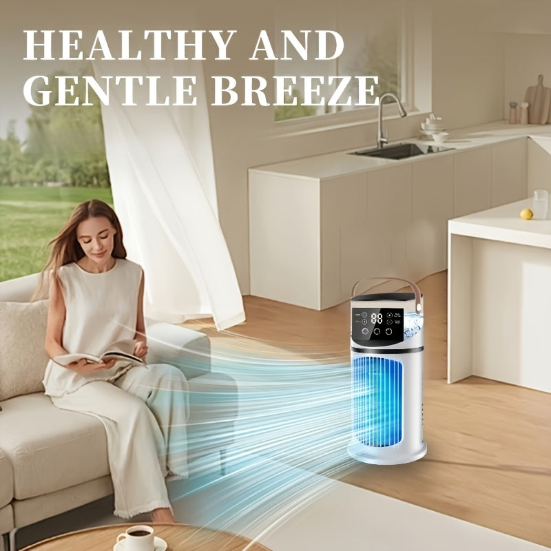 Mini Air Cooler Fan with Humidifier, Portable USB Evaporative Cooling Fan with 400ML Water Tank, 25dB Ultra Quiet, 6-Hour Timer and 7-Color Night Light, Adds Ice Cubes for Extra Cold Air, for Home Office and Dorm
