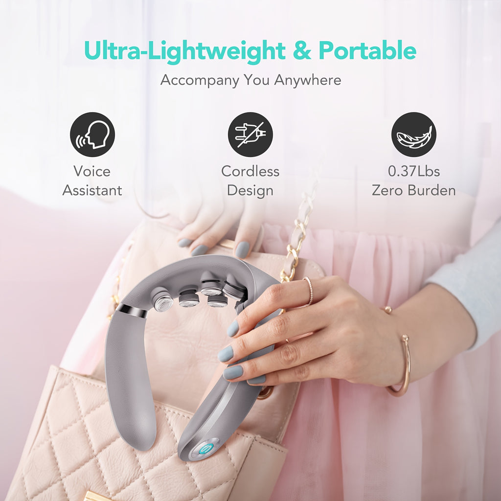 Portable Neck Massager with Heat by SKG, Cordless Wearable USB-Rechargeable Personal Care Device in Basic White or G7 PRO-E Options for Home and Office Breaks