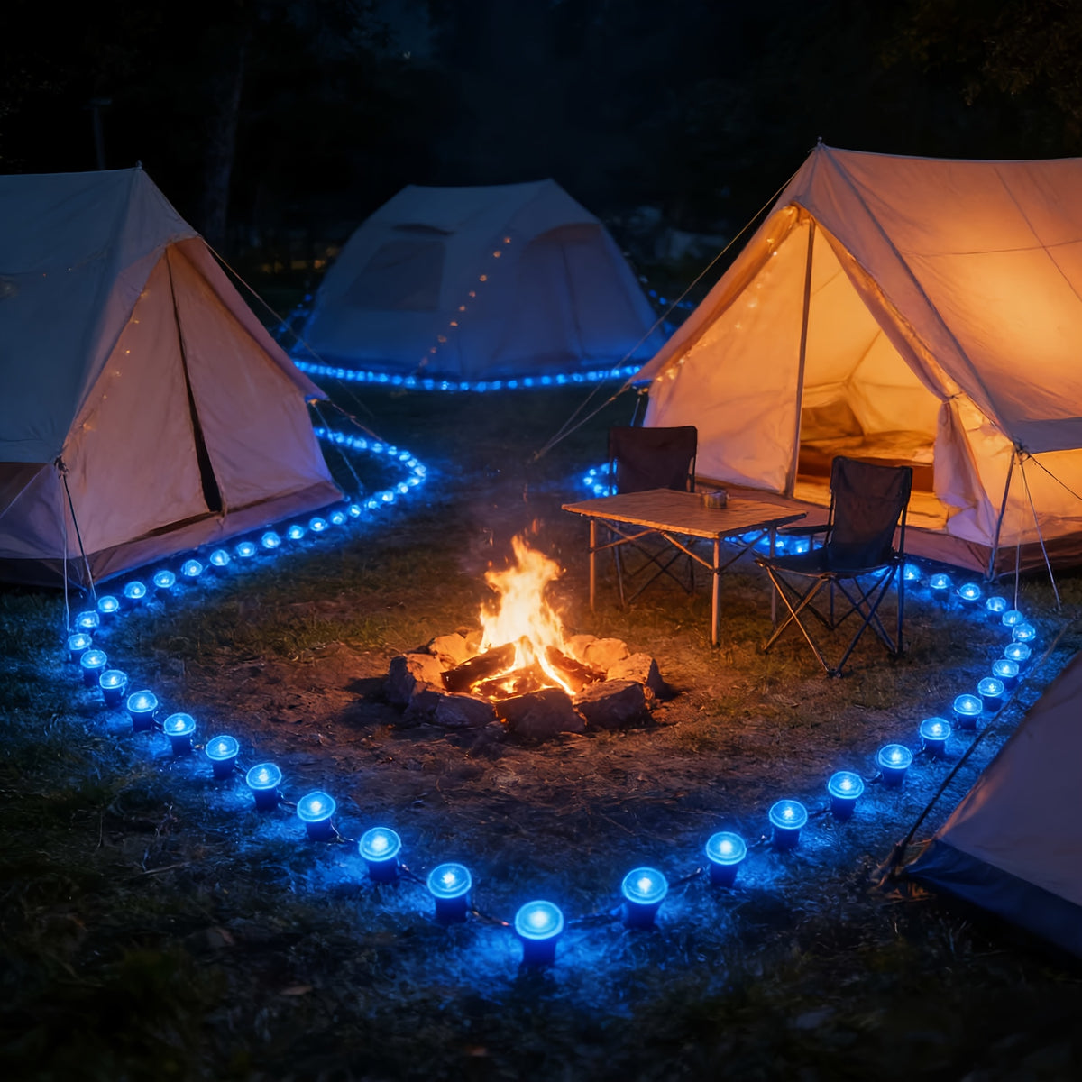 Solar Pathway String Lights with Listed 30 LEDs and Stake Design, Six Warm, White, Purple, Blue, Red and Green Light Options for Patio and Garden Event Decor