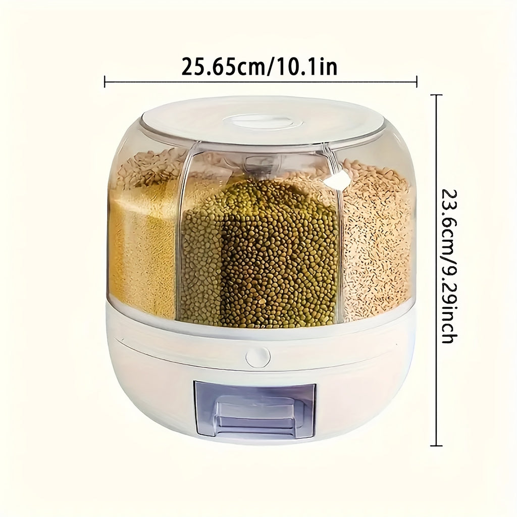 Rotating Rice Dispenser with Push-Button Release, Listed 22-Pound Capacity and 360-Degree Swivel Design for Kitchen Rice and Dry Grain Storage