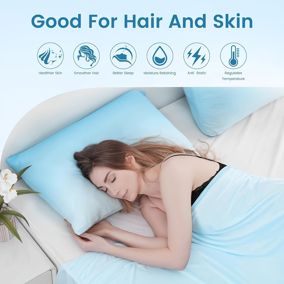 Cooling Pillowcases 2-Pack for Hot Sleepers, Machine-Washable Pillow Covers in Listed 19.69 x 25.98-Inch Standard Size with Five Bedroom Color Options