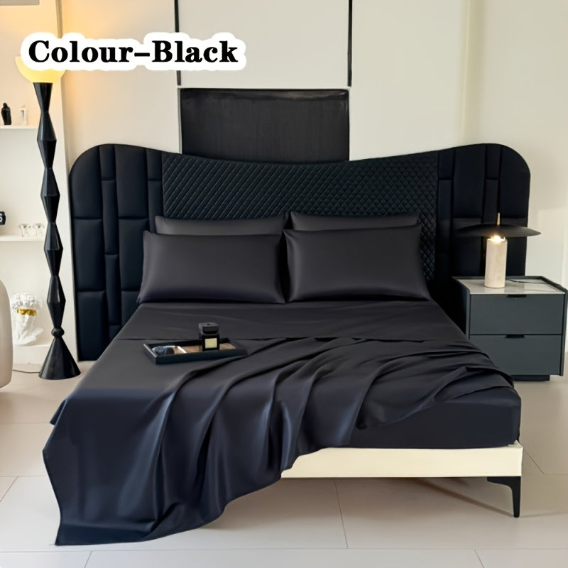 Colorful Dot Bedding Set, 4-Piece Silky-Feel Collection with One Fitted Sheet, One Additional Sheet and Two Pillowcases for Bedrooms and Guest Rooms