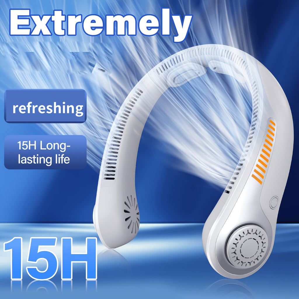 USB-Rechargeable Portable Neck Fan with Listed Five-Speed Airflow, Gray and AM05 Two-Piece Set Options Plus DS06 Combination for Office, Travel and Leisure