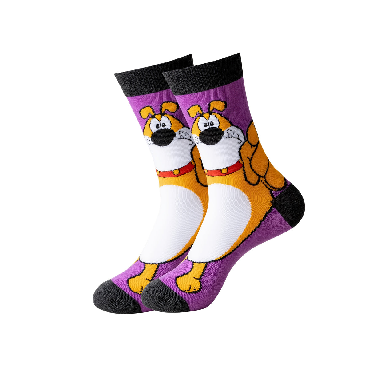Random Color Cartoon Socks, Mid-Calf Knit Multipacks in 5, 10, 20 or 22-Pair Options with 97.8% Polyester and One-Size Label for Unisex Everyday Casual Outfits