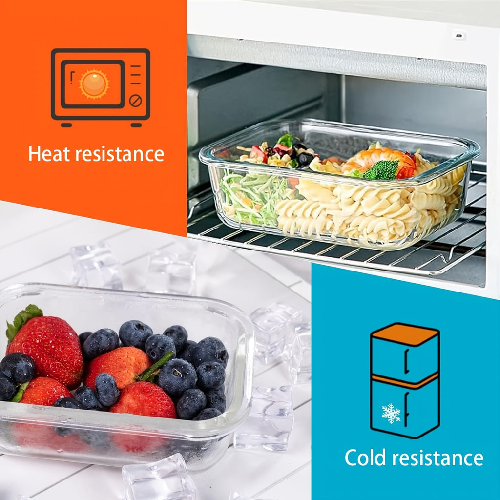 Glass Meal Prep Containers with Four-Lock Lids and Removable Silicone Seals, Listed 16-Piece Set of 8 Boxes and 8 Lids for Lunch Portions and Leftover Storage