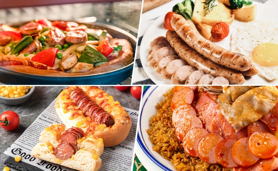 Six-Slot Electric Hot Dog Maker, Nonstick Sausage Grill with Grease Drip Tray, Power and Ready Indicator Lights, Cord Storage for Breakfasts and Snacks