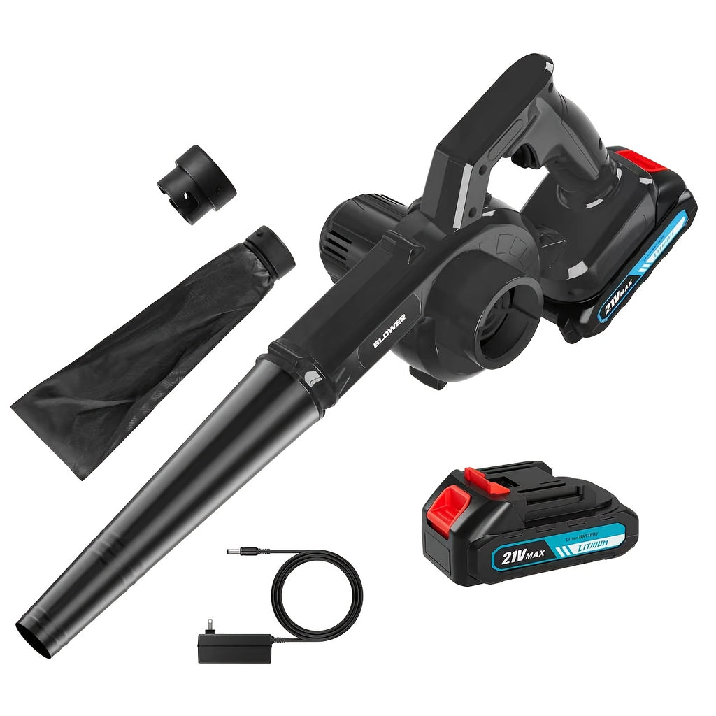 Cordless Leaf Blower and Vacuum with Extension Tube for Yard Cleanup, Handheld Tool in Black One-Battery, Blue Two-Battery and Five-Piece Kit Options