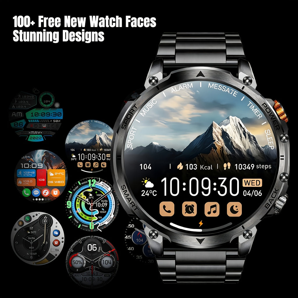 AMOLED Outdoor Smartwatch for Men by COANR with 1.7-Inch Touchscreen, 1400mAh Battery, Compass, LED Flashlight, AI Assistant and Wireless Calling