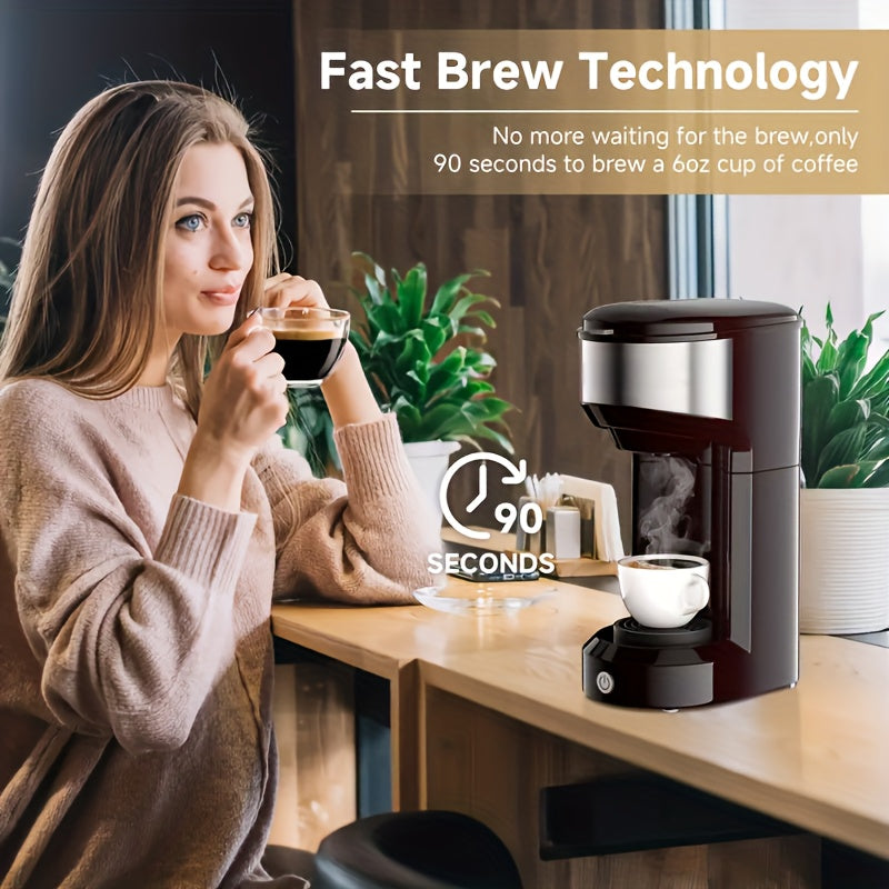 3-in-1 Coffee and Tea Maker for K-Cup Pods and Ground Coffee, Compact Single-Serve Brewer with Water Reservoir for Home Kitchens and Offices
