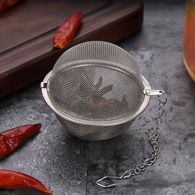 Stainless Steel Spice Filter Ball with S Size Label, One-Pack Seasoning Infuser Reference for Soup, Stew, Hot Pot and Instruction-Approved Marinade Preparation