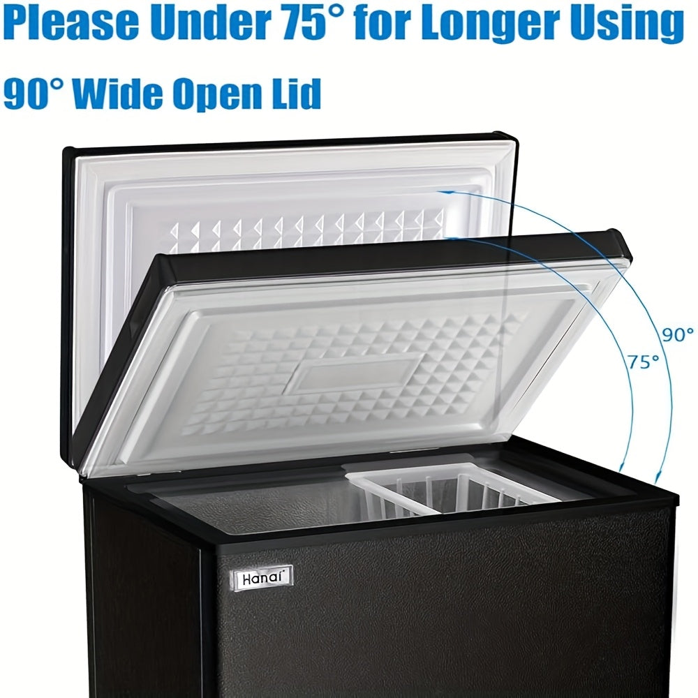 Freestanding Chest Freezer by WANAI in Black, 3.5 or 6.5 Cu Ft Options with Top-Opening Door, Adjustable Thermostat and Removable Basket for Home Kitchen Storage