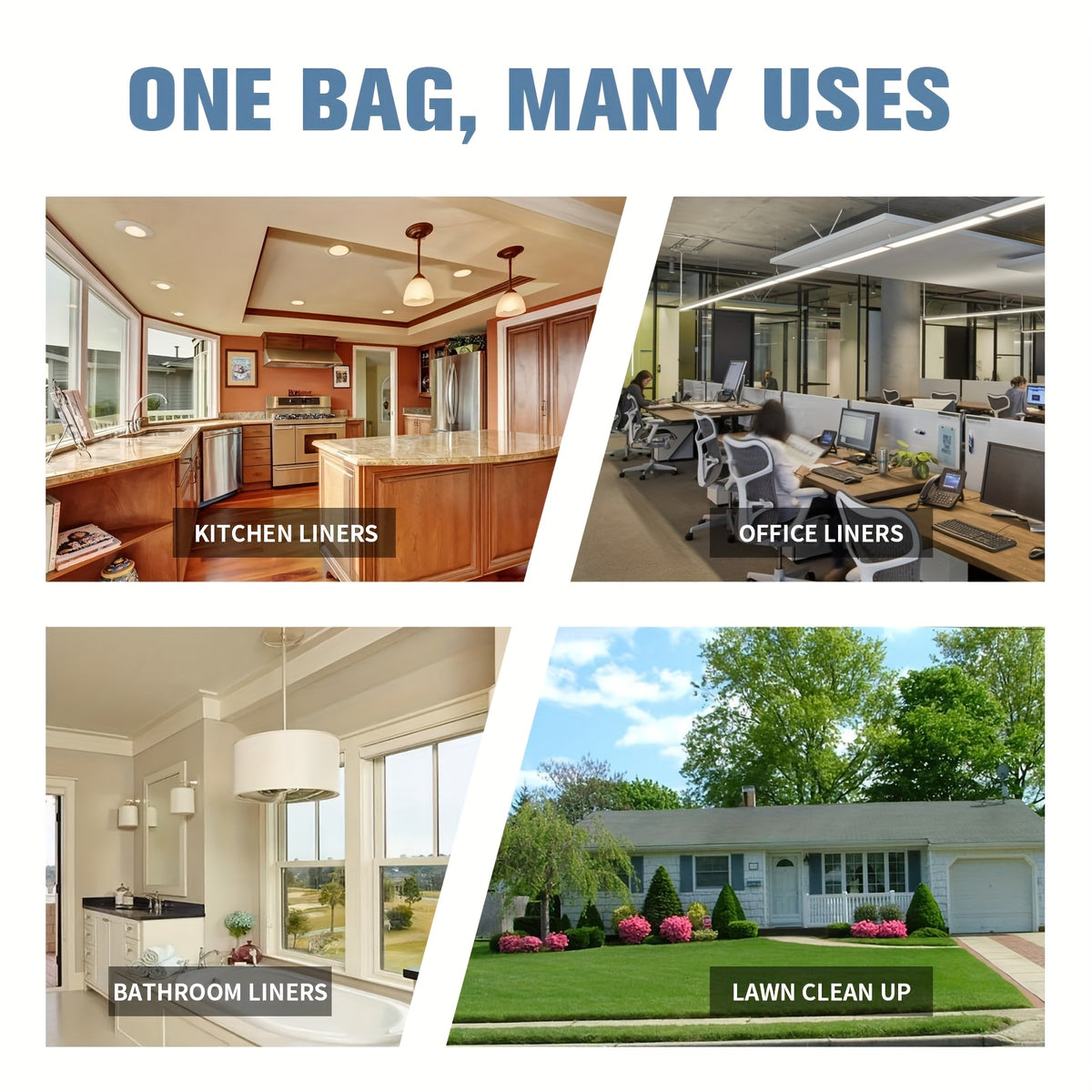 Drawstring Garbage Bags in 100-Count Packs, 4-Gallon or 13-Gallon Disposable Trash Can Liners for Compatible Kitchen, Office and Household Wastebaskets