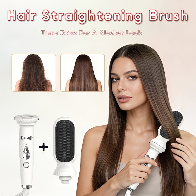 LESROLL 5-in-1 Hair Styler Set with Interchangeable Curling Wand and Straightening Brush for Waves, Curls and Volume in White, Pink or Blue Options