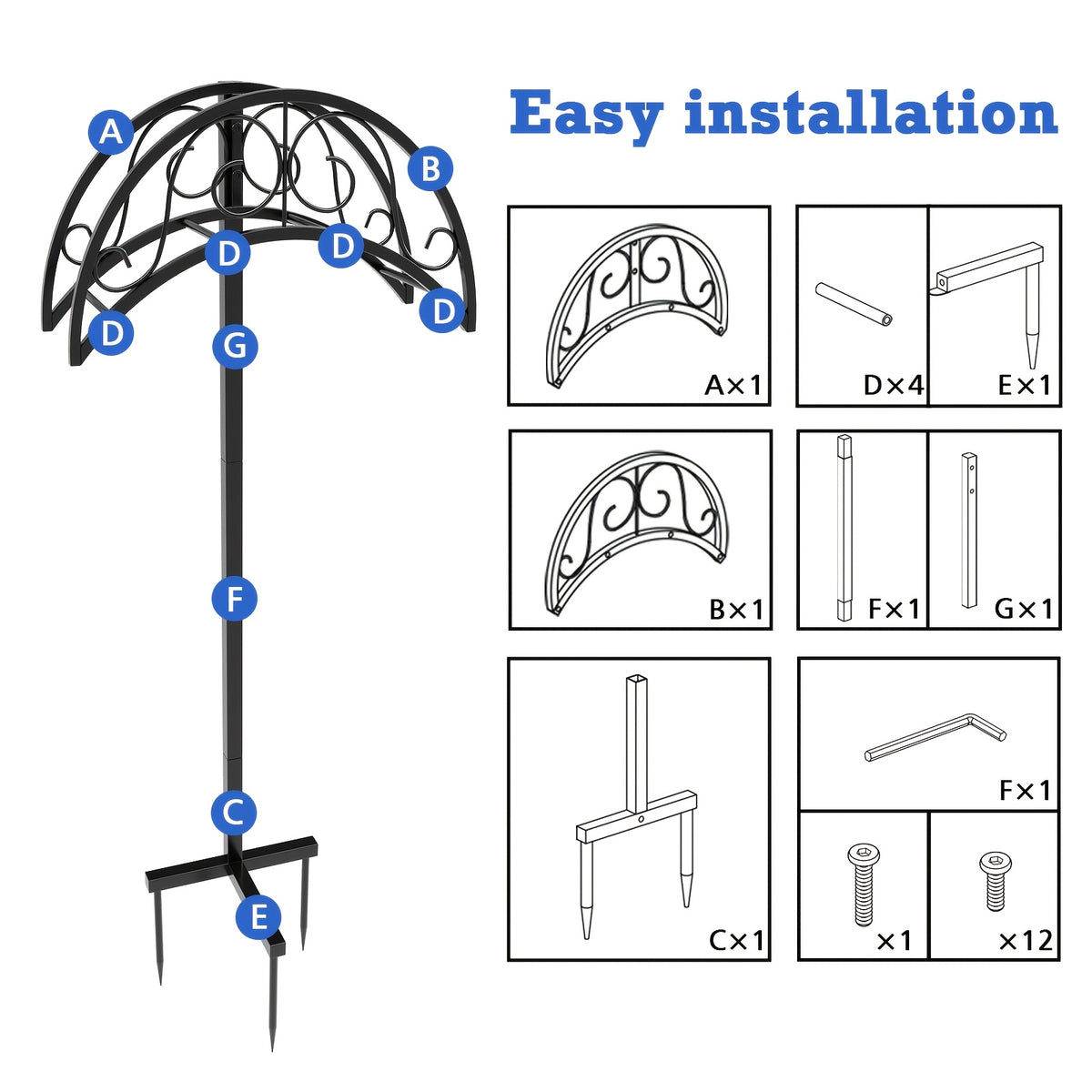 Metal Garden Hose Storage Rack, Black Detachable Outdoor Water Hose Holder with Single-Leg and Double-Feet Options for Garden, Patio and Lawn Organization