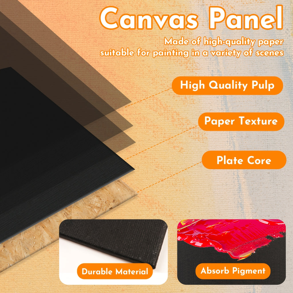 Multi-Size Canvas Panels for Painting, 12-Pack Primed Art Boards with Listed 11x14, 9x12, 8x10 and 5x7 Sizes for Oil, Acrylic and Creative Studio Projects