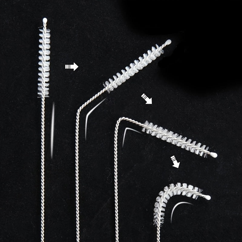 Five-Piece Straw Cleaning Brush Set for Compatible Drinking Straws, Narrow Tubes and Water Bottle Crevices, Long Kitchen Brushes for Everyday Manual Cleaning