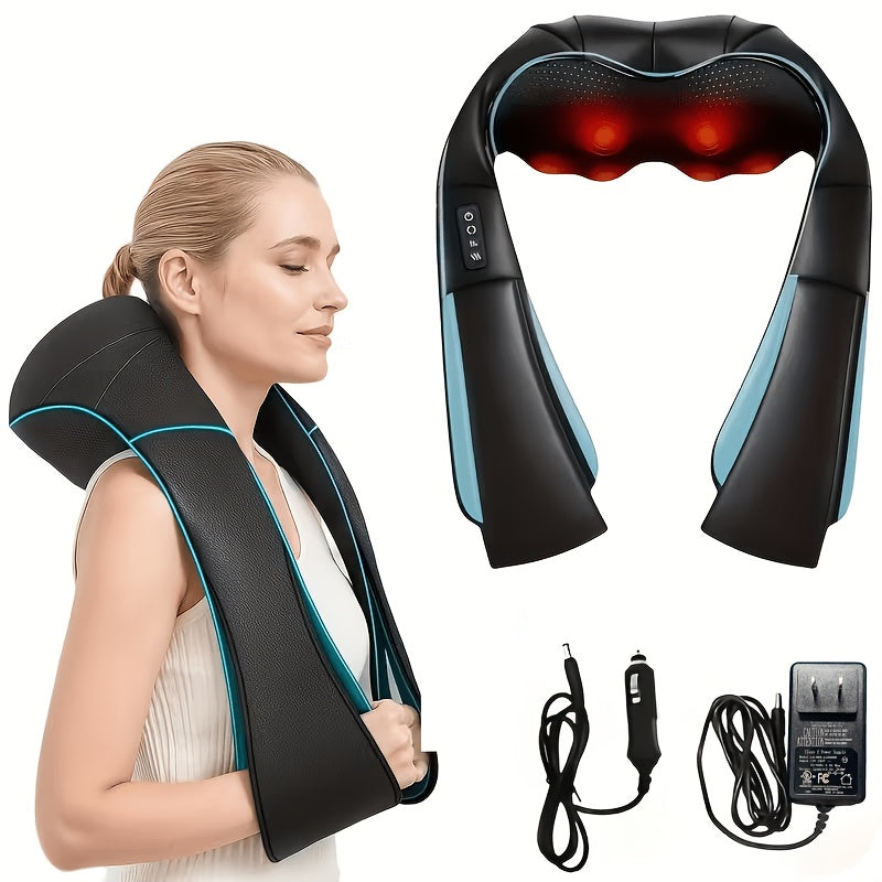 Black Shiatsu Neck and Shoulder Massager with Heat and Deep Kneading Massage for Neck, Back and Waist, Personal Relaxation Gift for Adults