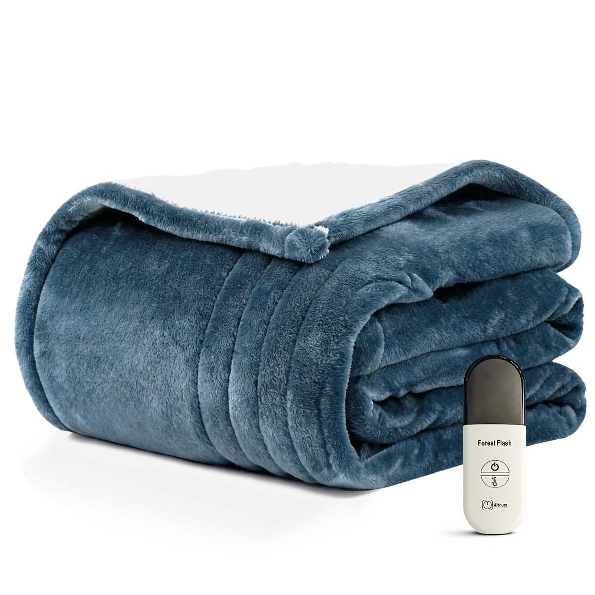 Button-Control Heated Blanket with Double-Sided Flannel, Listed 4 Heat Levels and 4-Hour Auto-Off, Electric Throw and Larger Size Options for Indoor Comfort