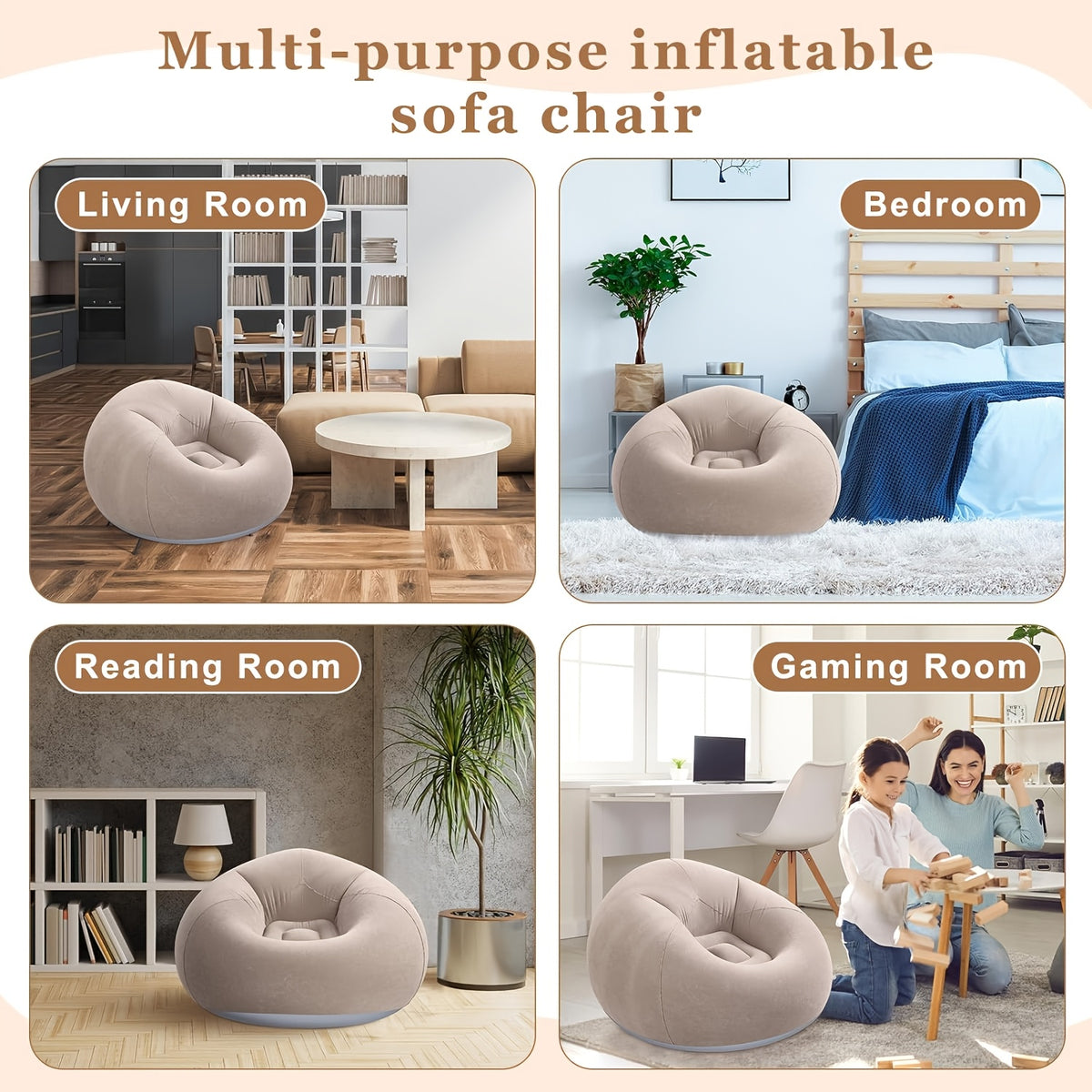 Round Lounge Sofa Chair, Single-Seat Ball Sofa in Dark Blue, Red or Brown for Living Room Relaxation, Office Breaks and Suitable Outdoor Picnic Setups
