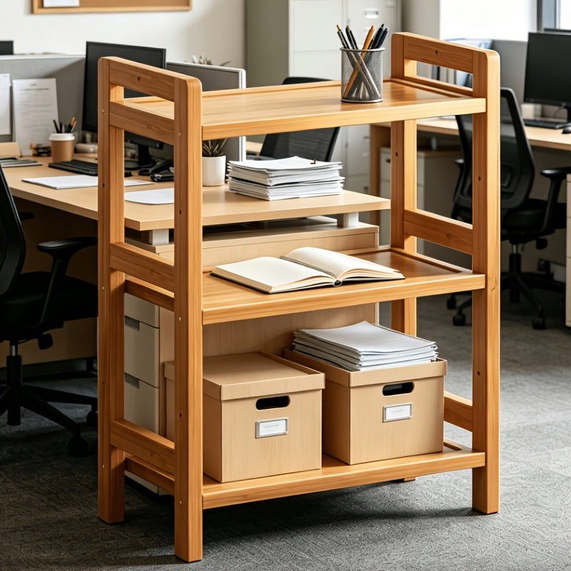 Bamboo Storage Shelf with Three Tiers, Single Standing Rack for Compatible Pantry, Kitchen Cabinet, Countertop and Desktop Organization at Home