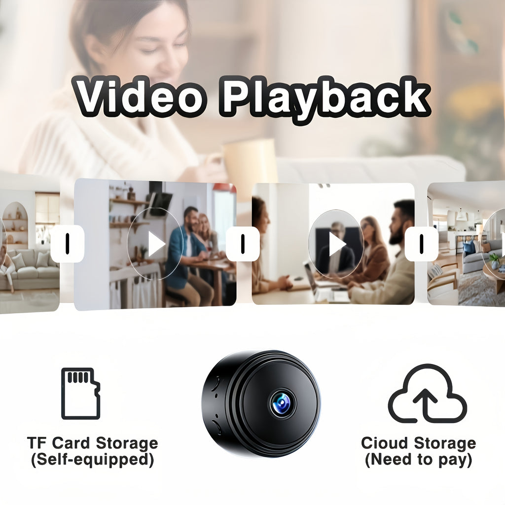 Mini WiFi Security Camera 4-Pack with Magnetic Mount, 2.4GHz Indoor Cameras with Night Vision, Motion Detection, App Remote Viewing and SD Recording Support