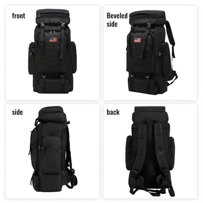 Hiking Backpack with Listed Flag Patch and Large-Capacity Rucksack Design, Seven Solid Color and Camouflage Options for Camping Gear and Outdoor Travel