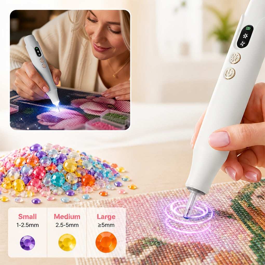 Electric Diamond Painting Pen with Rechargeable Cordless Operation and Listed Wax-Free Adjustable Suction, ED15, ED15 Pink and One-Piece Options for DIY Diamond Art